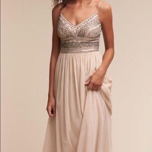Adrianna Papell Aida Dress/ Beaded Body Mesh Gown